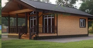 Проект одноэтажного дома из бруса с террасой - Строительство в Лесосибирске от Строй-Лсс от 135057 руб.